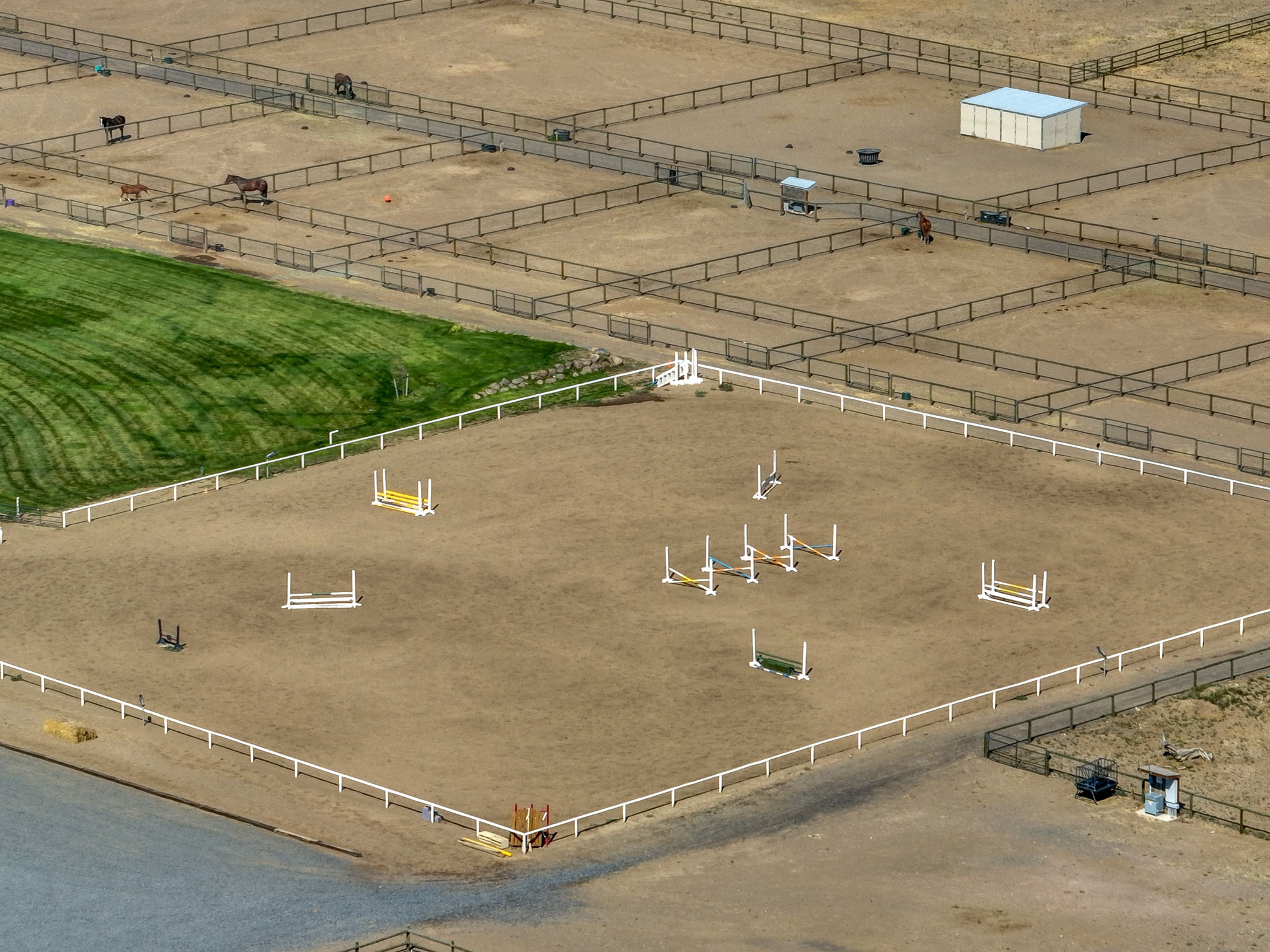 Outdoor arena with jumps
