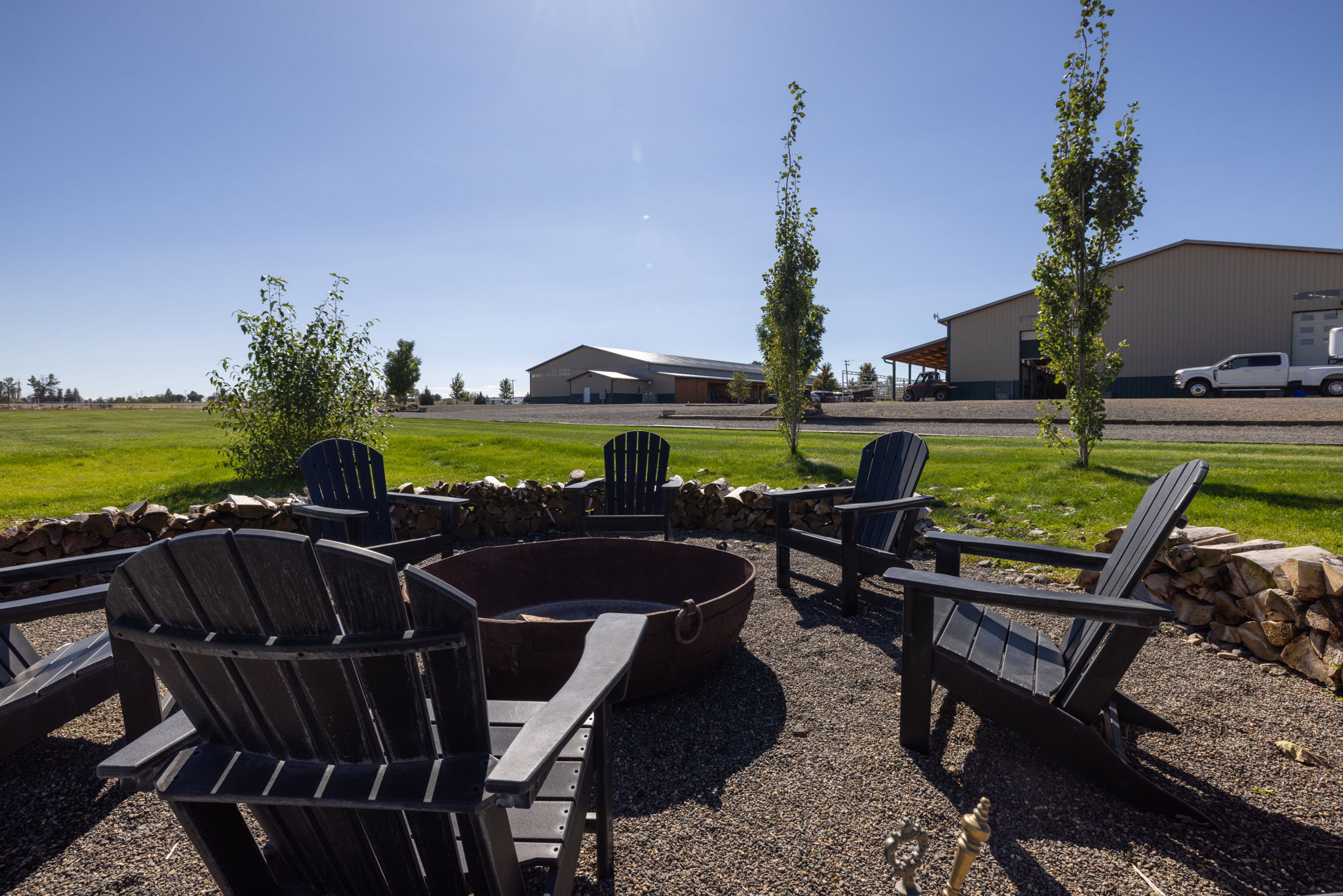 Fire pit with mountain views
